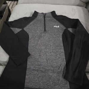 Fila Men's Charcoal and Black Zip-Up Sweater